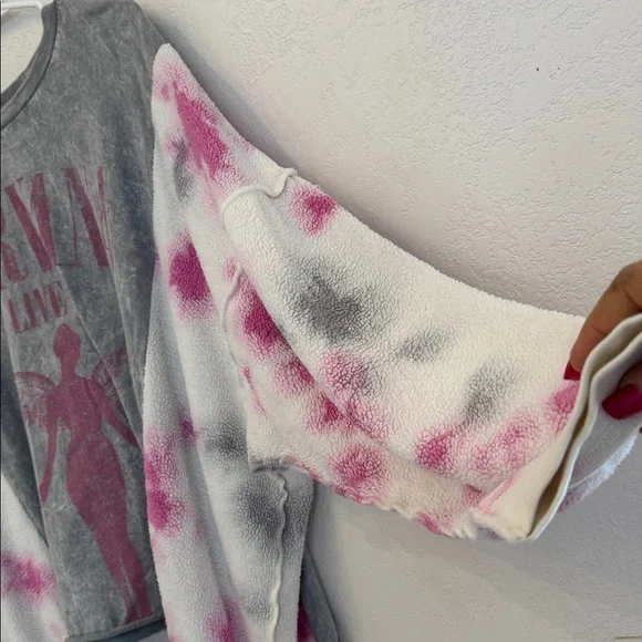 Upcycled Nirvana Gray and Pink Tie-Dye Sweatshirt NWOT - Picture 3 of 13
